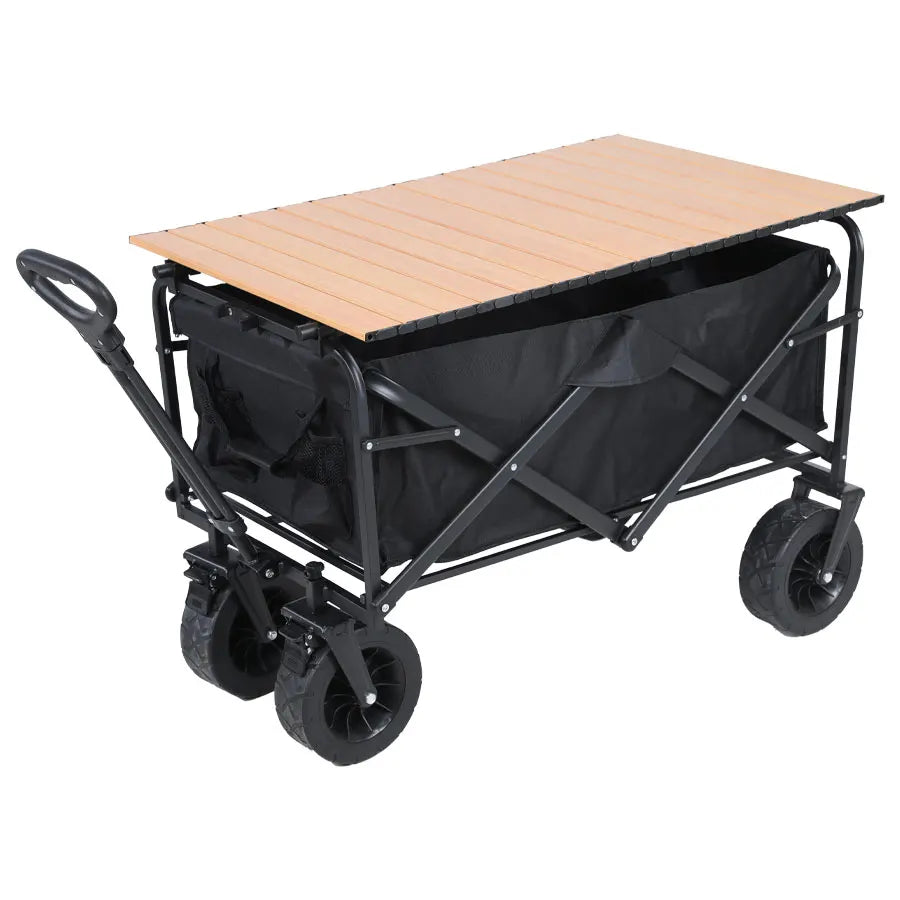 Collapsible Folding Utility Beach Cart Wagon Heavy Duty Large Capacity Fold Wagon Ourdoor Trolley Portable Garden Camping Cart