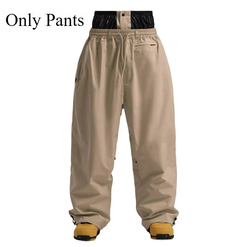 Men Baggy Windproof Solid Women Skiing Pants Waterproof Loose Hooded Ski Strides New Outdoor Sport Adult Breathable Trousers