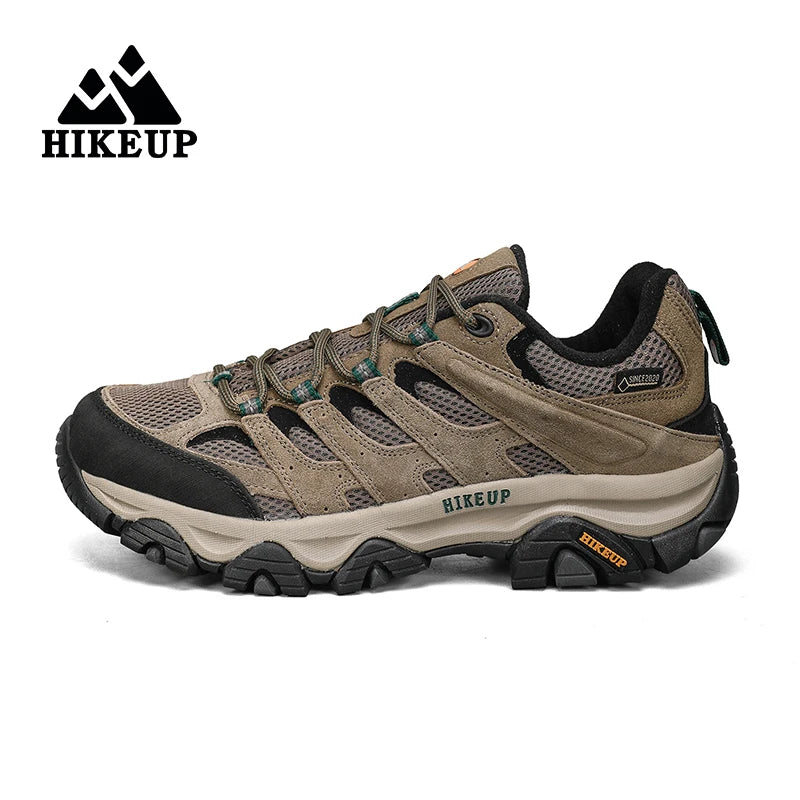 HIKEUP Hiking Shoes Men Designer Climbing Trekking Sneakers for Men Leather Outdoor Sports Work Man Shoes Run Shoes