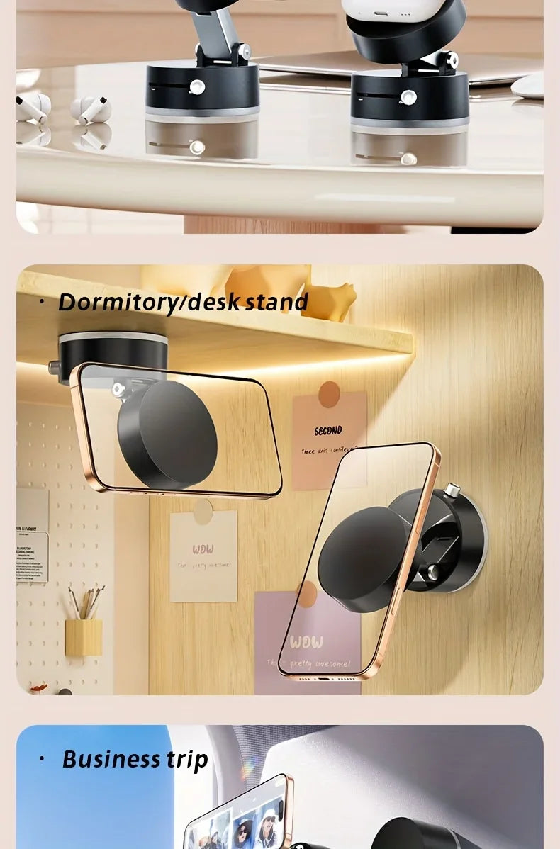 2025 New Model 360-Degree Rotating Aluminum Alloy Magnetic Vacuum Suction Cup Car Phone Holder, Portable New Design