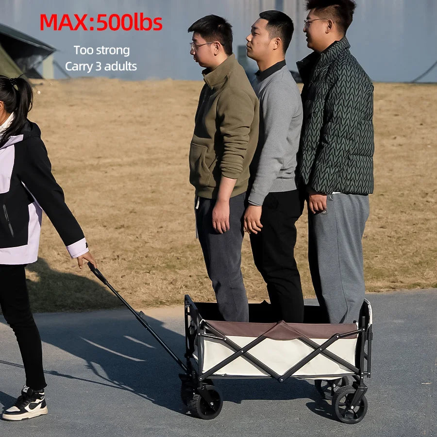 Collapsible Folding Utility Beach Cart Wagon Heavy Duty Large Capacity Fold Wagon Ourdoor Trolley Portable Garden Camping Cart