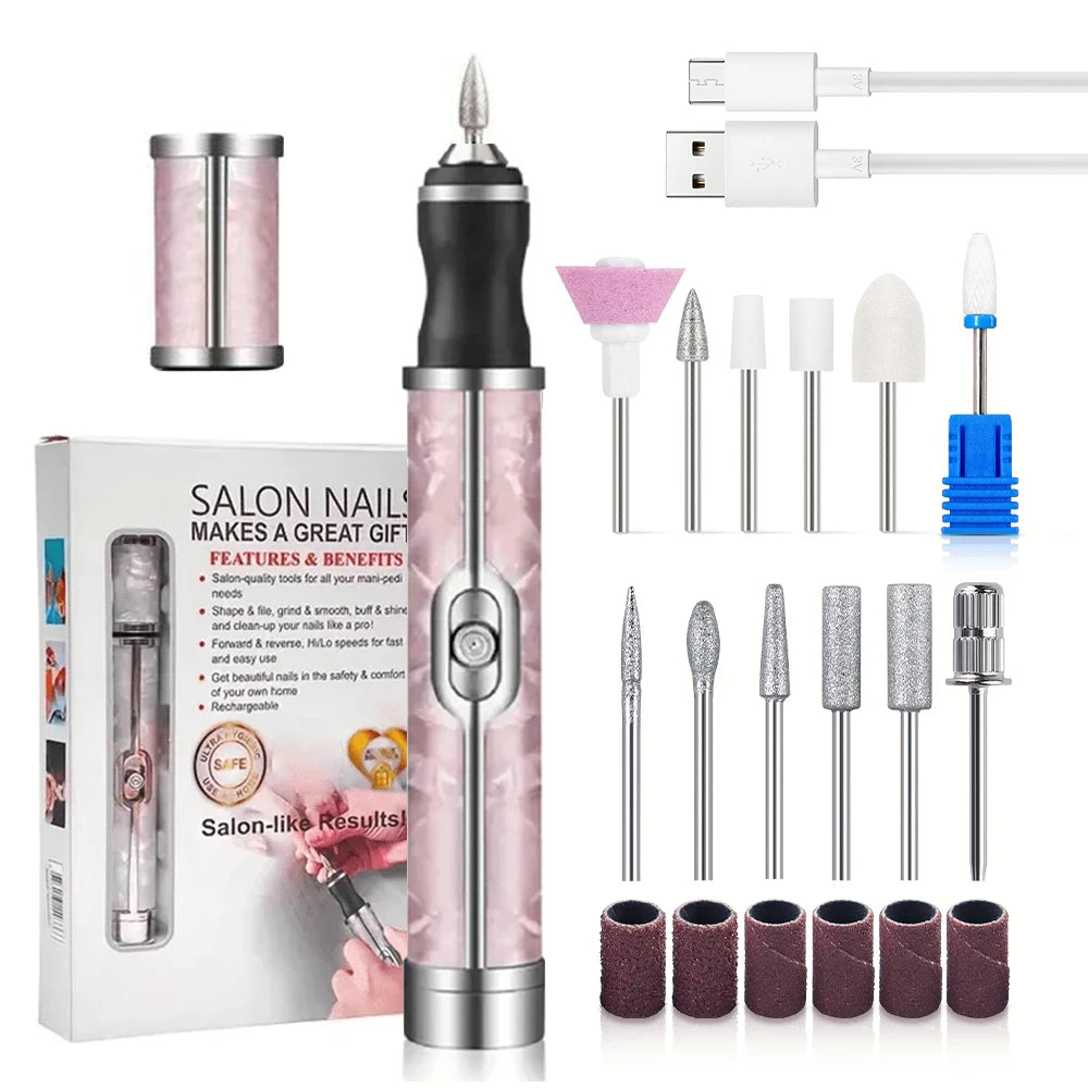 LINMANDA Many sets Electric Nail File Portable Manicure Pedicure Polishing Grinding Peeling Nail Drill for Fingernail Toenail