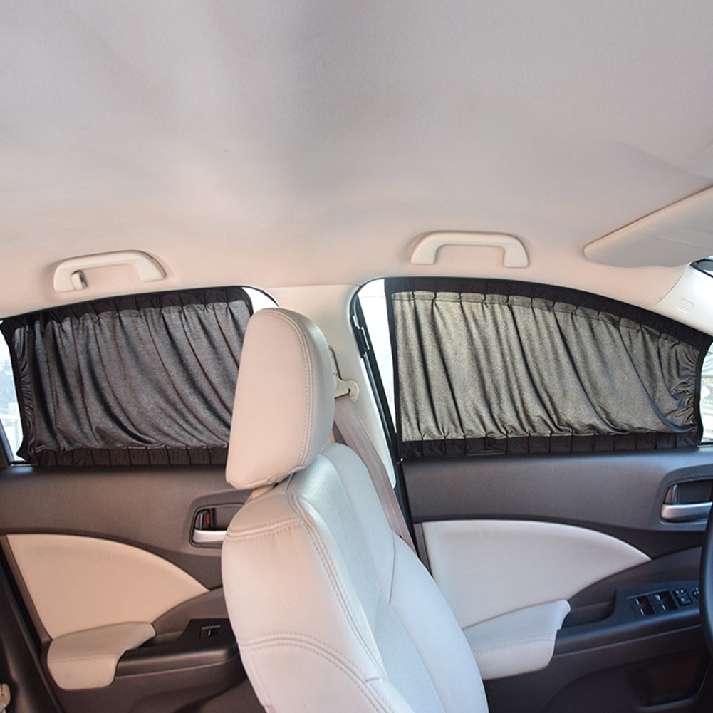 2pcs 50cm Car Sun Shade Side Window Curtain Auto Foldable Uv Protection Accessories Black Pure Cloth Auto Accessories