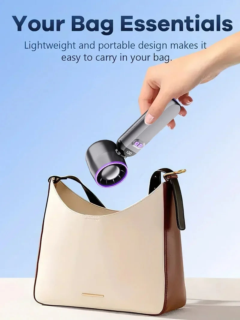 Mini Portable Hand Fan, 100 Wind Speeds, 6000mAh USB Battery Rechargeable, LED Digital Display, Travel,Camping,Outdoor