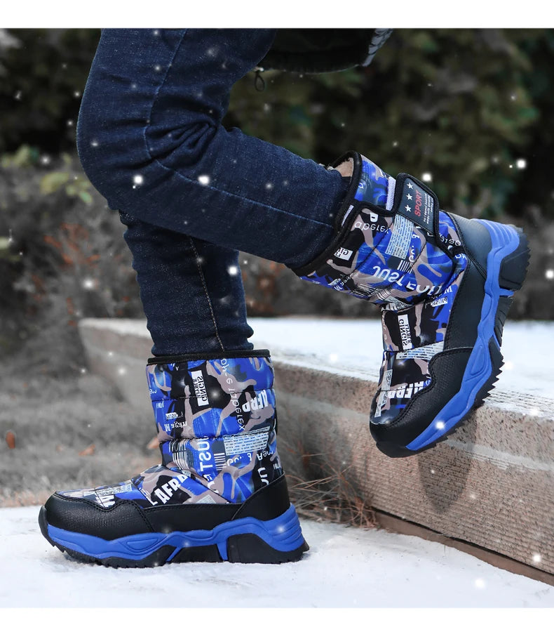 New Cute Winter Girl's Nonslip Snow Boots Kids Mountaineering Skiing Warm Felt Boots School Outdoor Activities Eur Size 31-39