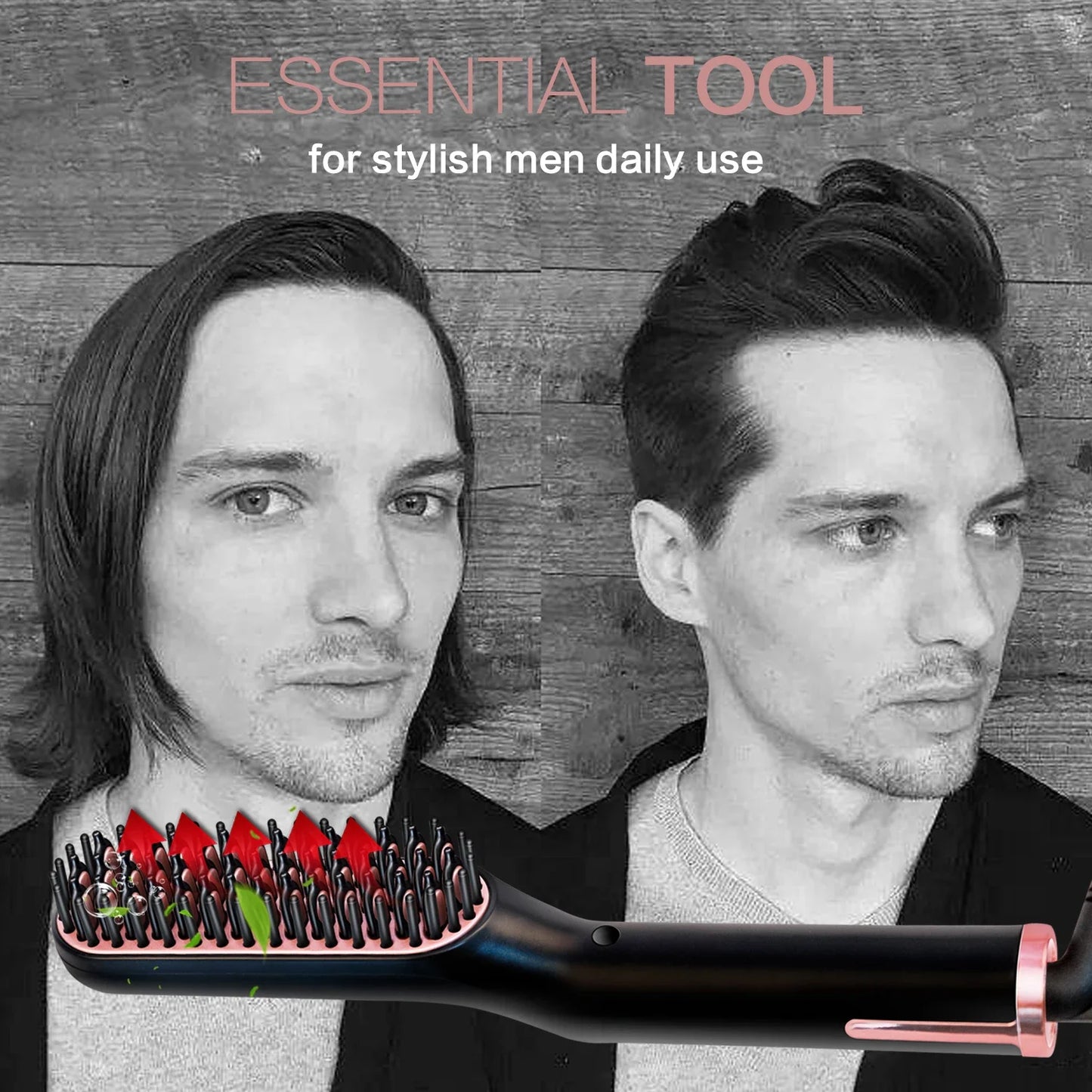 Men's Electric Beard Straightener Negative Ion Hair Straightening Brush Hair Straightener Wet & Dry Quick Styler