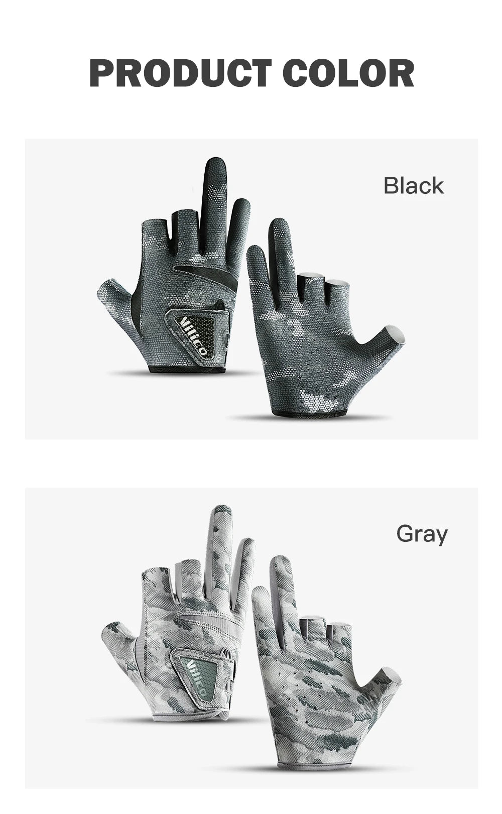 Fishing Gloves for Men Summer Fishing Road Sub Sunscreen and Anti Slip Ice Silk Breathable Thin Three Finger Cut Gloves