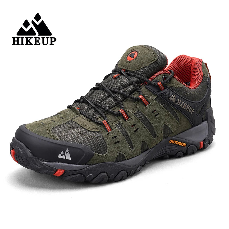 Men's Hiking Shoes HIKEUP - Suede Leather Waterproof Trekking Boots Tactical Outdoor Sneakers