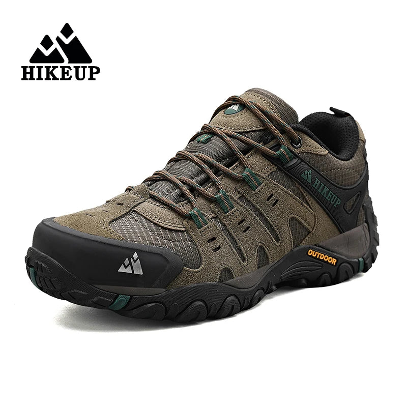 Men's Hiking Shoes HIKEUP - Suede Leather Waterproof Trekking Boots Tactical Outdoor Sneakers