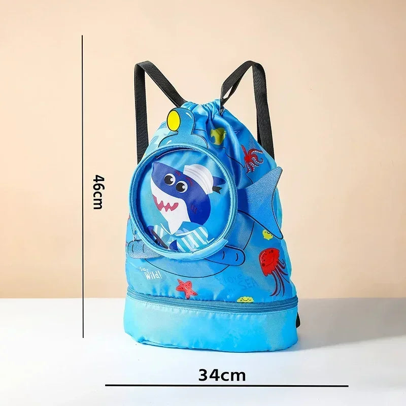 Swimming Bag Kids Waterproof Storage Shoulder Packs Hand Wet Dry Separation Bag Large Capacity Pouch Summer Swimming Backpack