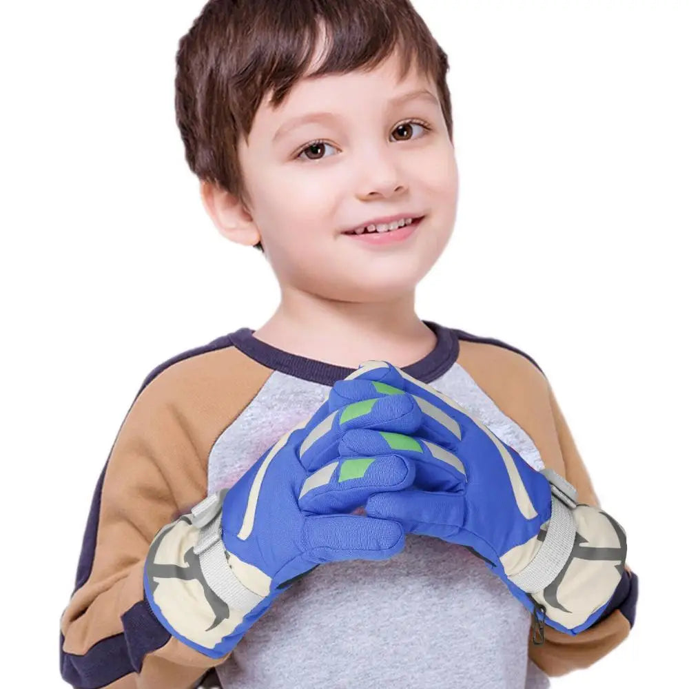Winter Kids Snowboard Ski Gloves Nylon Non-slip Children Boys Girls Waterproof Cycling Thermal Fleece Warm Snow Gloves