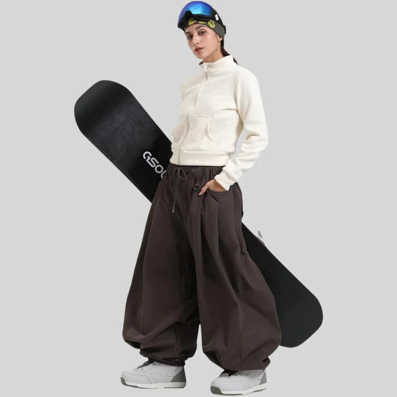 GSOU SNOW Plus Size Winter Ski Trousers Super Baggy Men Snowboard Clothes Women Snow Pants Outdoor Sports Winterproof Breathable