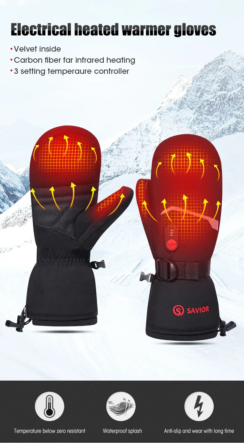 Winter Gloves Crab Finger Style Heating Hand Warm Electric Thermal Gloves Waterproof Snowboard Cycling Motorcycle Bicycle Skiing