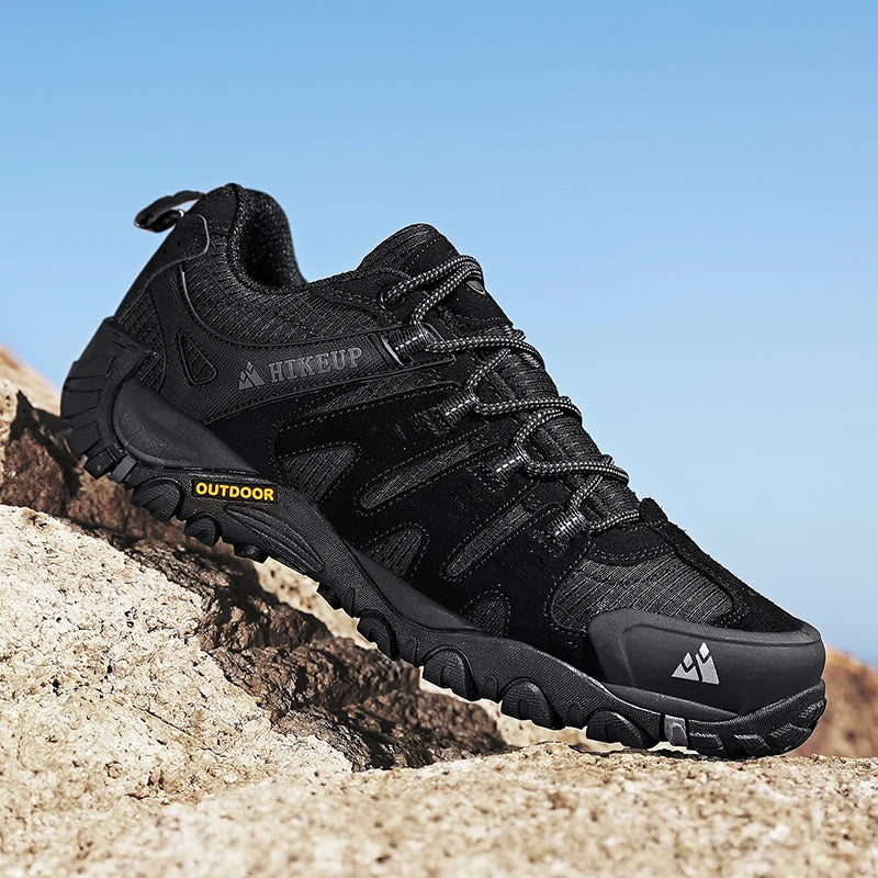 Men's Hiking Shoes HIKEUP - Suede Leather Waterproof Trekking Boots Tactical Outdoor Sneakers