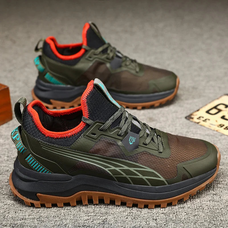 HIKEUP New Men Hiking Shoes Outdoor Sport Wear-Resistant Climbing Shoes Rubber Sole Trekking Sneaker Women Sports