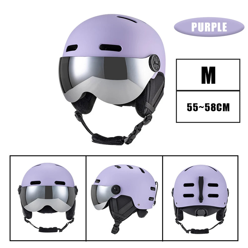 Skiing Helmet Snowboard Helmet With Detachable Glasses Winter Outdoor Sports Ski Helmet Safety Skateboard Skiing Snowboard Snow