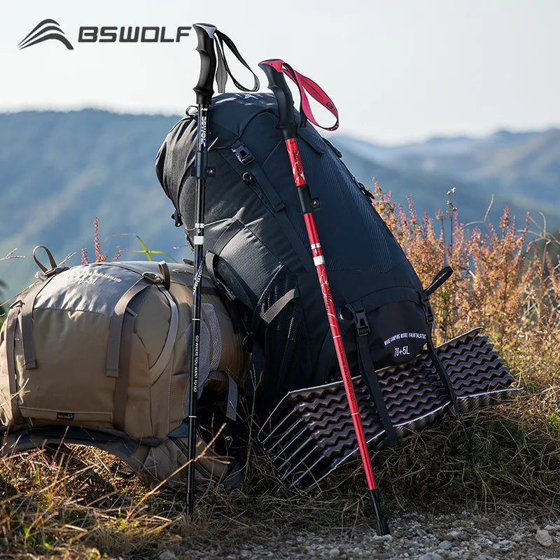 BSWOLF 2Pcs Ultralight Trekking Poles Walking Sticks Hiking Canes Folding Aluminum Walking Pole Nodic Walking Sticks