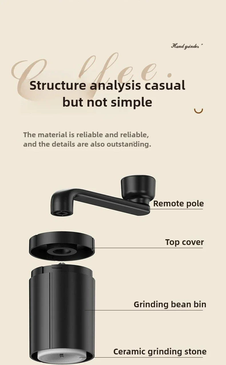 2025 New Hand Cranked Coffee Grinder Portable Adjustable Grinder Home Outdoors Travel Hand Crank Coffee Utensil