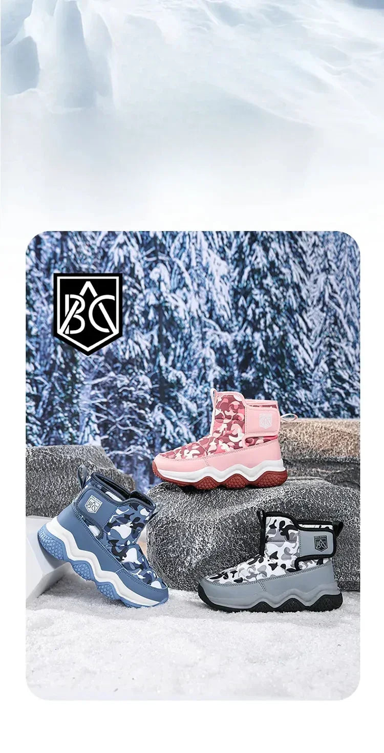 Winter Children Snow Warm Boots Fur Shoes Boys Sneaker Rubber Hiking Shoe Fashion Children Shoes Waterproof Leather Boots Kids