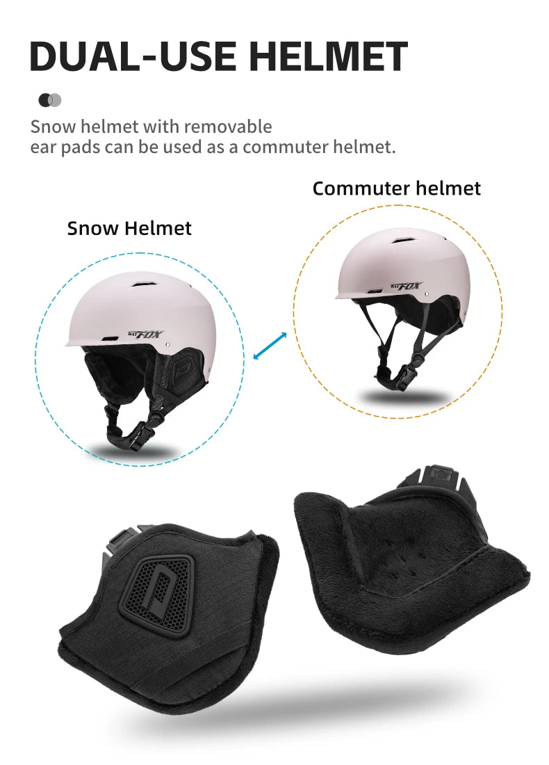 BATFOX New Unisex Ski Helmet Certificate Half-covered Anti-impact Skiing Helmet For Adult and Kids Snow Safety Snowboard Helmet