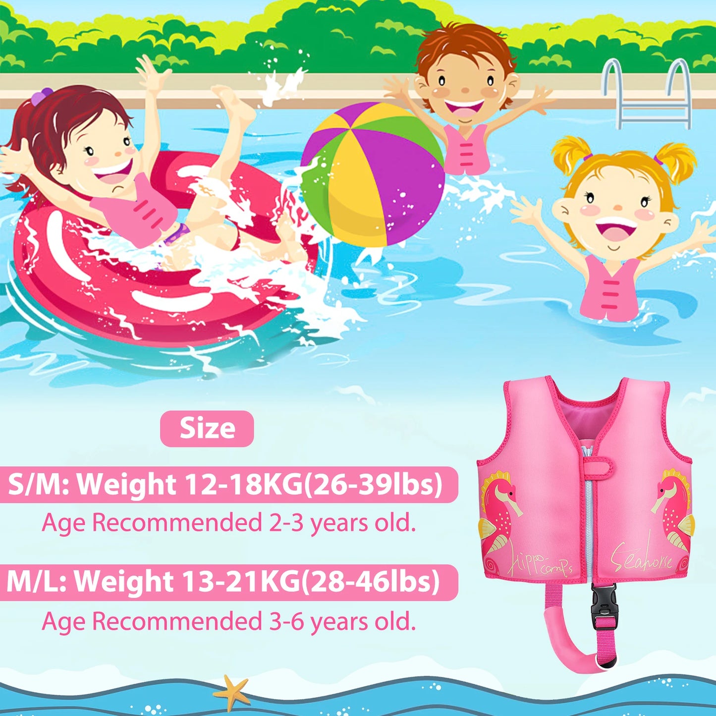 Neoprene Children's Life Jacket Wakeboard Jet Surf Surfing Buoyancy Aid Safe Buckle Jackets for Surfing Swimming Sailing Rafting