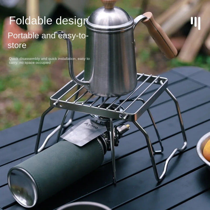 Outdoor Stainless Steel Stove Holder Camping Portable Folding Mini Barbecue Rack Pot Holder Baking Tray Holder
