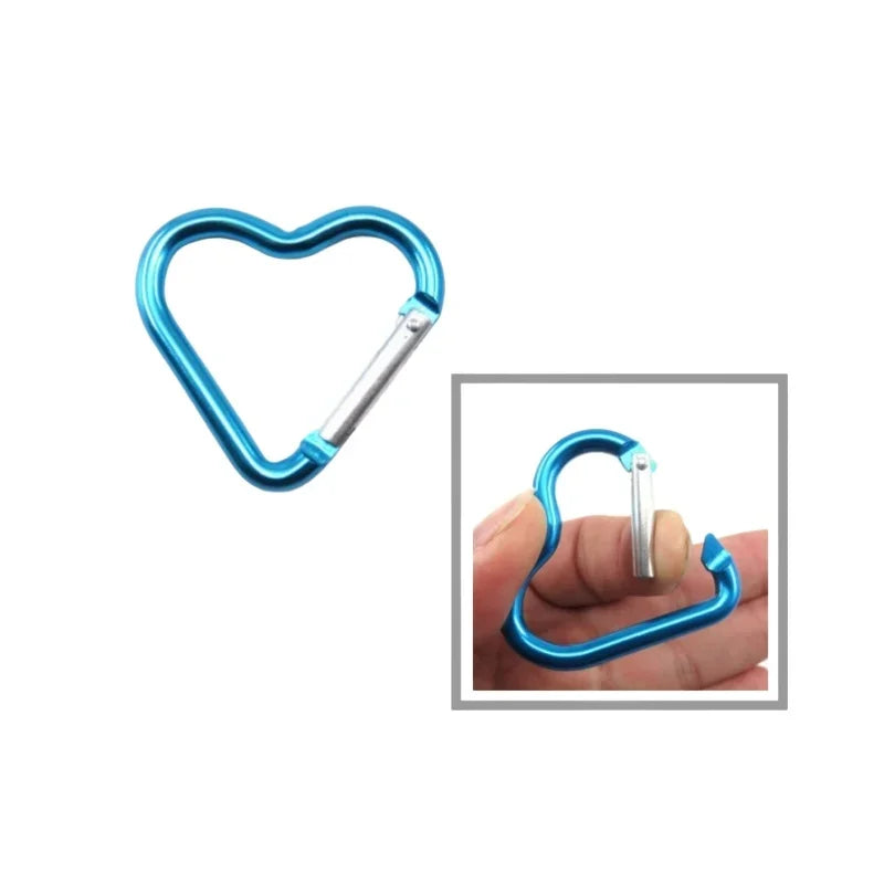 Outdoor Carabiner Heart Shape Keychain Clip Aluminum Alloy Rings Climbing Clips Spring Snap Hook Carabiner Durable