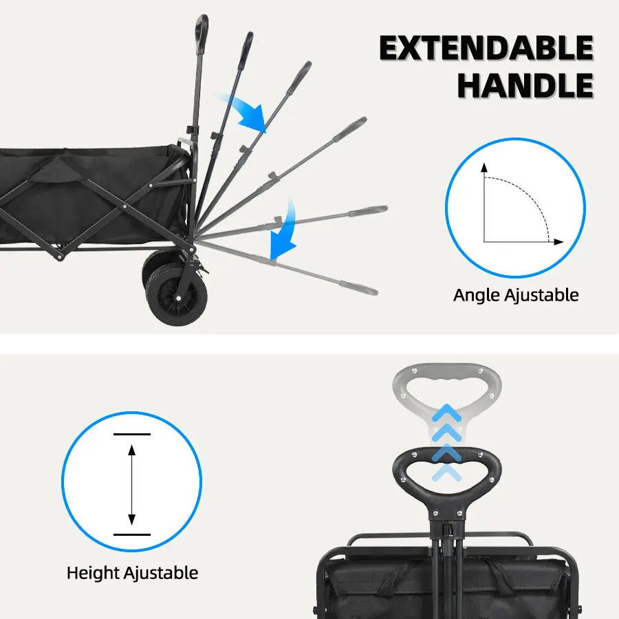 Collapsible Folding Utility Beach Cart Wagon Heavy Duty Large Capacity Fold Wagon Ourdoor Trolley Portable Garden Camping Cart