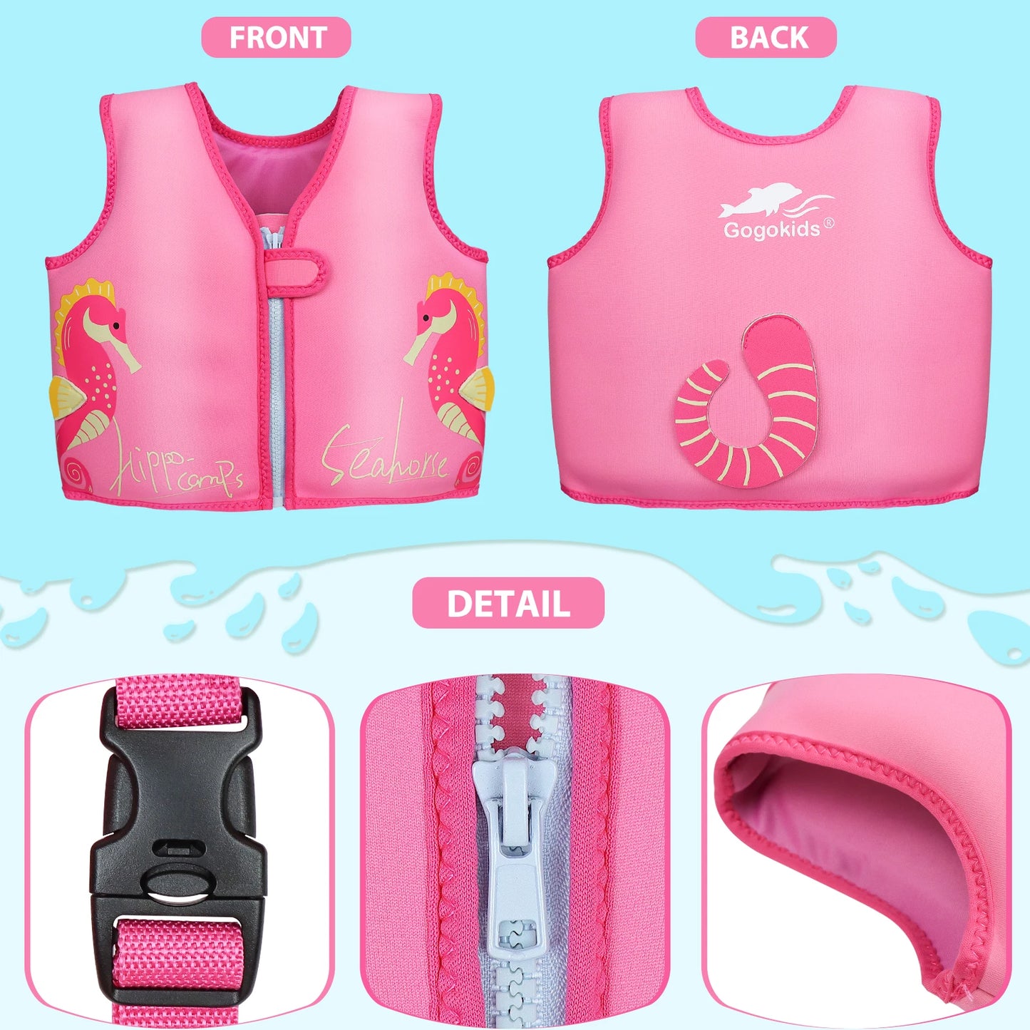 Neoprene Children's Life Jacket Wakeboard Jet Surf Surfing Buoyancy Aid Safe Buckle Jackets for Surfing Swimming Sailing Rafting
