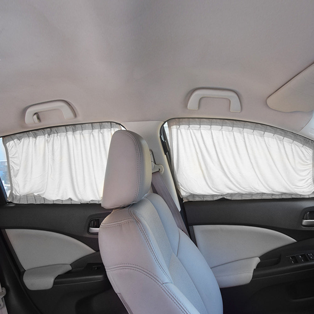 2pcs 50cm Car Sun Shade Side Window Curtain Auto Foldable Uv Protection Accessories Black Pure Cloth Auto Accessories