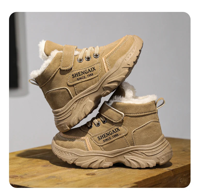 Children's Snow Boots Winter Thikcen Warm Plush Boys Sport Shoes Girls Non-slip Sneakers Student Shoes Kids Outdoor Hiking Boots
