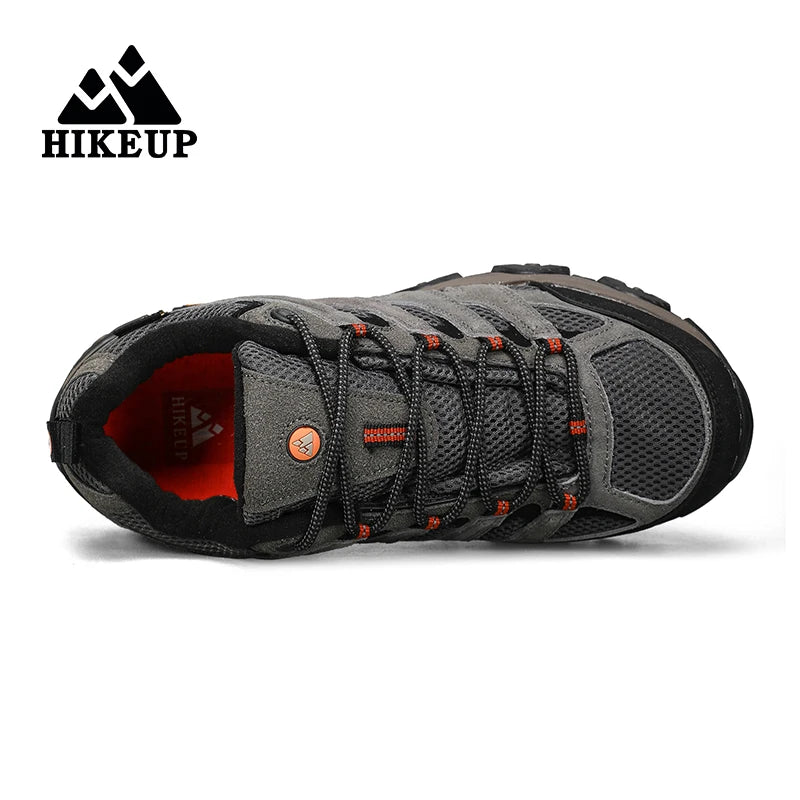 HIKEUP Hiking Shoes Men Designer Climbing Trekking Sneakers for Men Leather Outdoor Sports Work Man Shoes Run Shoes