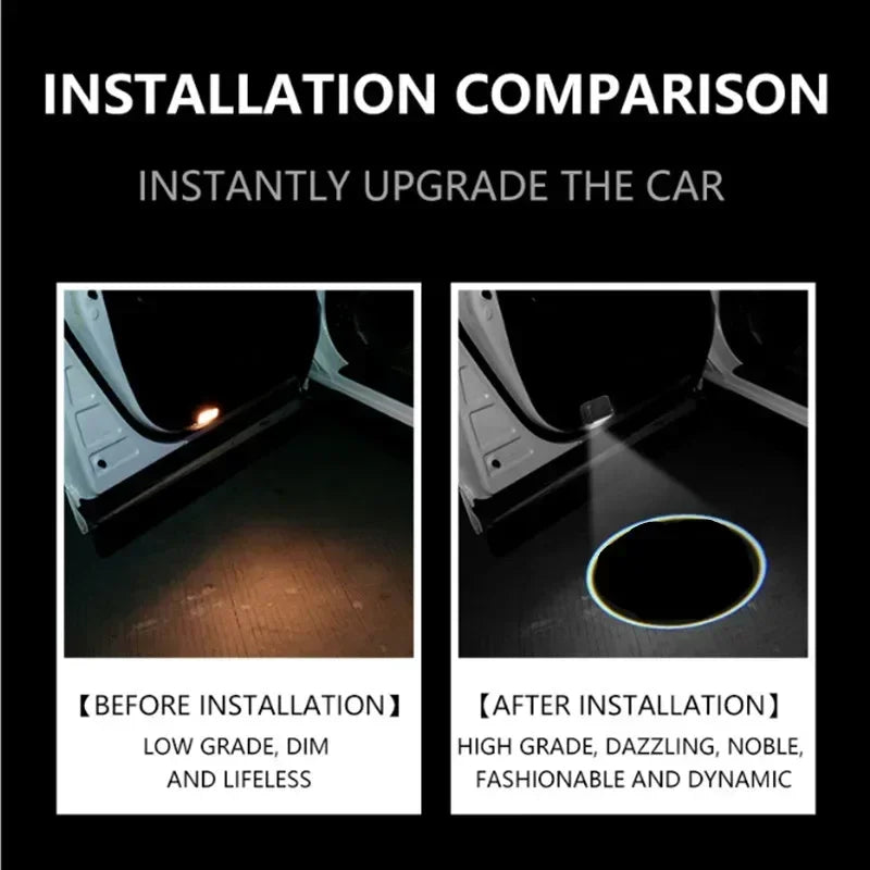 2Pcs New Car Door Light LED Welcome Lamp DIY N Logo Accessories Projector Wireless For Car tools Accessories amagi