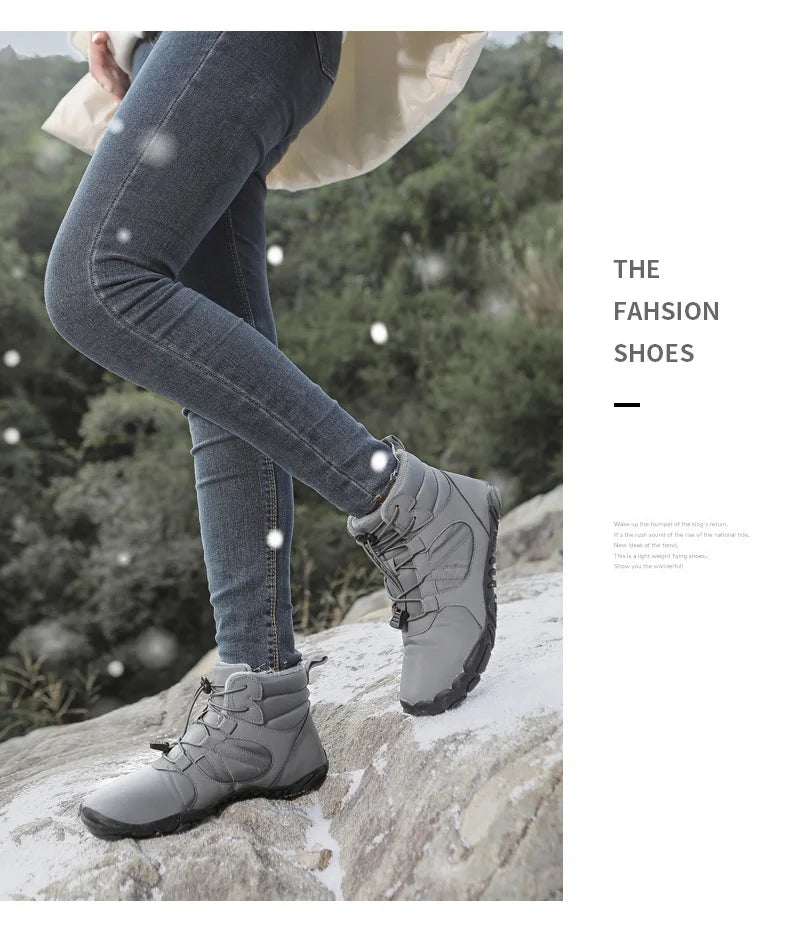 Men Women Waterproof Winter Boots Snow Barefoot Casual Shoes Outdoor Warm Work Shoes Ankle Shoes for Trekking Climbing Hiking
