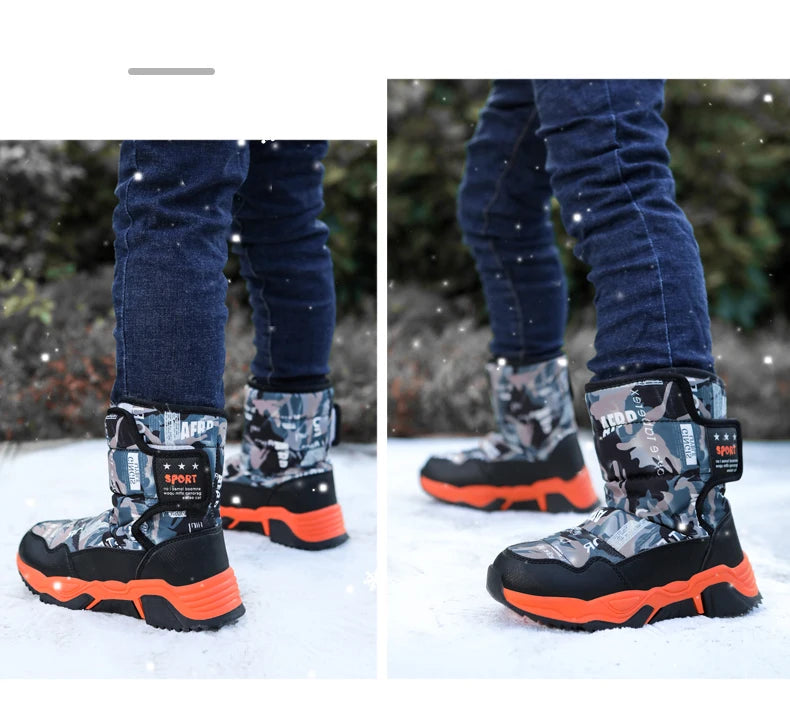 New Cute Winter Girl's Nonslip Snow Boots Kids Mountaineering Skiing Warm Felt Boots School Outdoor Activities Eur Size 31-39
