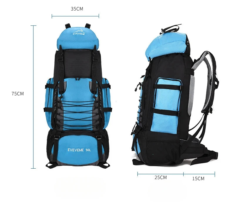 90L Large Capacity Travel Backpack Men Women Camping Hiking Climbing Mountaineering Bags Outdoor Sports Shoulder Rucksack