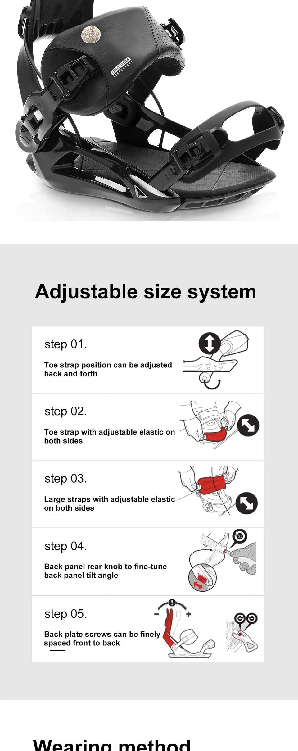 TERROR FS630 Step-In Snowboard Bindings Men Women 3D Highback EVA Shock Absorption Freestyle All-Mountain Quick Entry