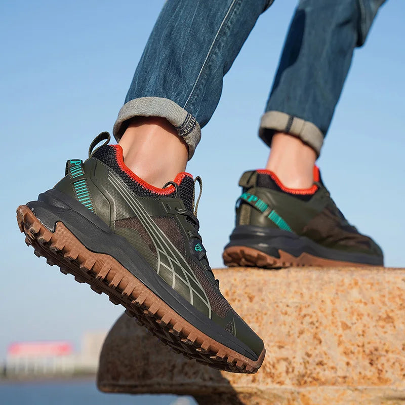 HIKEUP New Men Hiking Shoes Outdoor Sport Wear-Resistant Climbing Shoes Rubber Sole Trekking Sneaker Women Sports