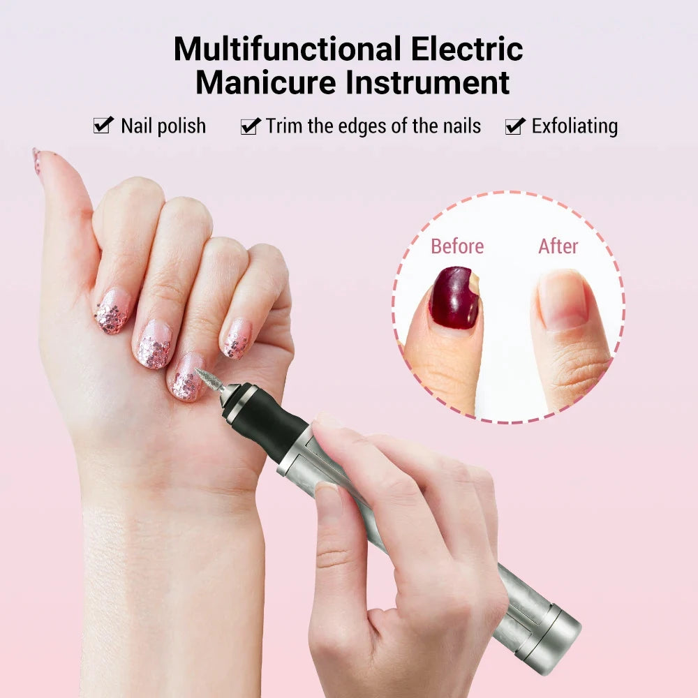 LINMANDA Many sets Electric Nail File Portable Manicure Pedicure Polishing Grinding Peeling Nail Drill for Fingernail Toenail