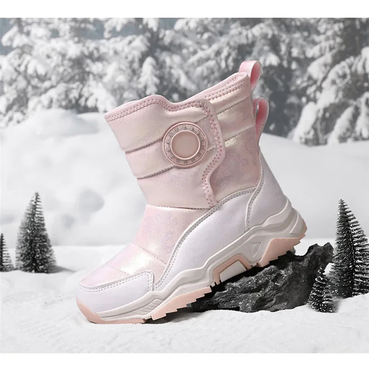 Winter Children's Cotton Shoes Anti-Slip Ice Claw High-Top Waterproof Fleece-Lined Snow Boots for Girls And Boys Hot Sale Of The