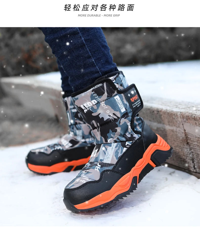 New Cute Winter Girl's Nonslip Snow Boots Kids Mountaineering Skiing Warm Felt Boots School Outdoor Activities Eur Size 31-39