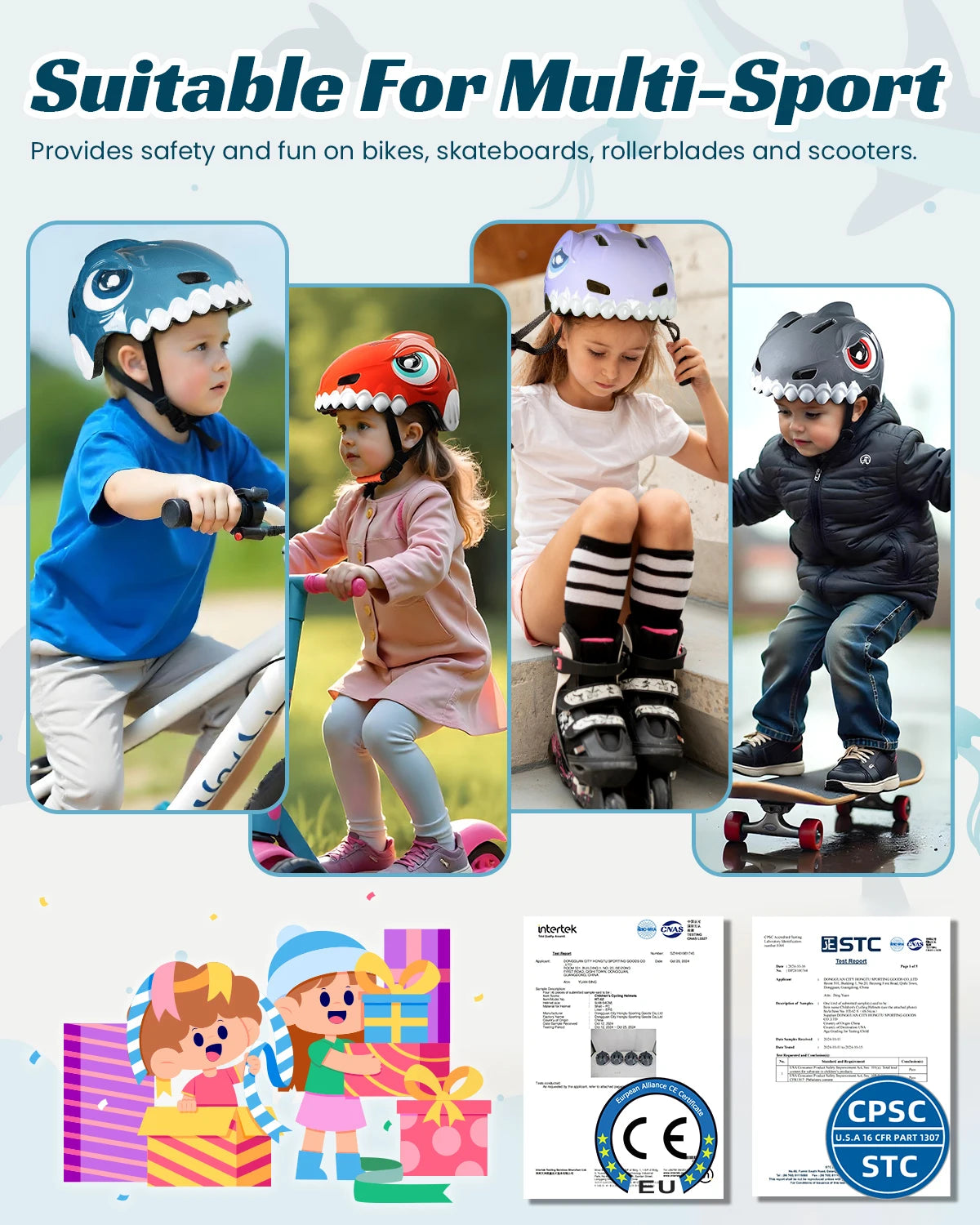 FUNWICT Kids Bicycle Helmet Children Sports Safety Protection Knee Elbow Pad Sets Balance Bike Roller Skating Cycling Helmets