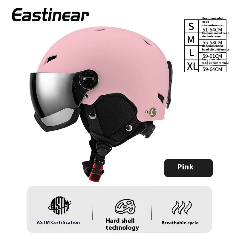 New Adult Protective Ski Helmet, Outdoor Sports Anti Fall Snow Helmet With Snow Goggles Single And Double Board Warm Ski Helmet