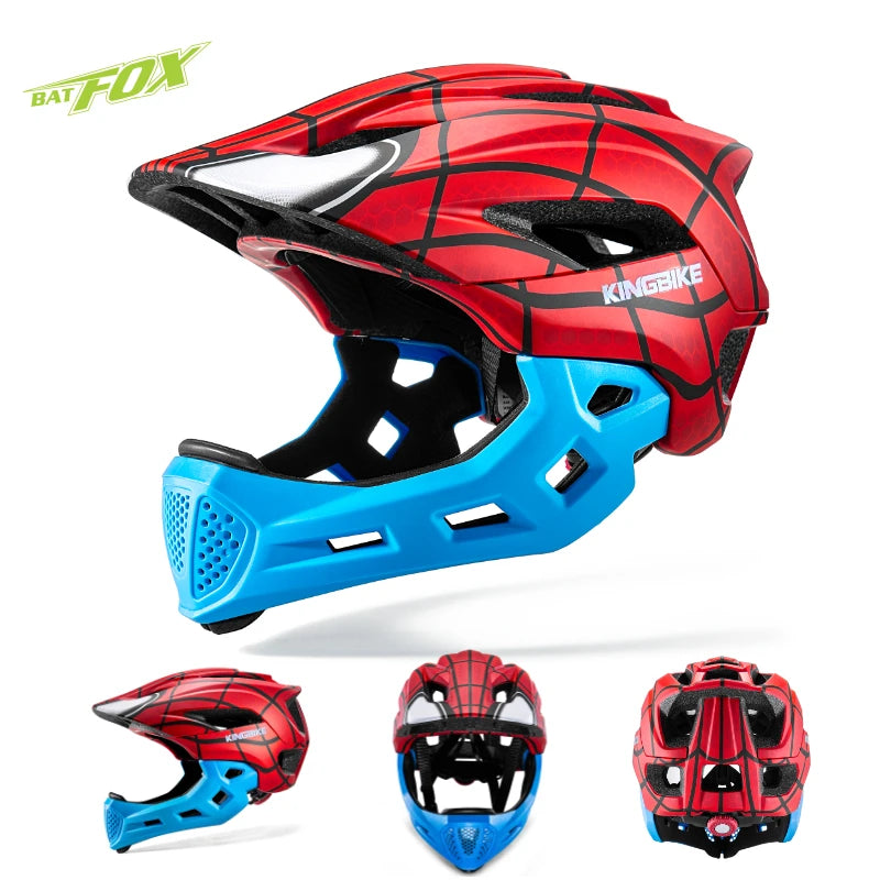 BATFOX Kids Full Face bike helmet Detachable Downhill Children Cycling Motorcycle Skateboard Sports Racing Racing Bicycle helmet