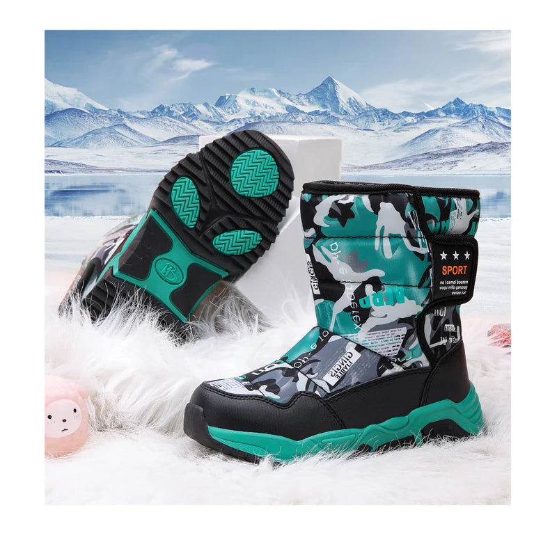 New Cute Winter Girl's Nonslip Snow Boots Kids Mountaineering Skiing Warm Felt Boots School Outdoor Activities Eur Size 31-39