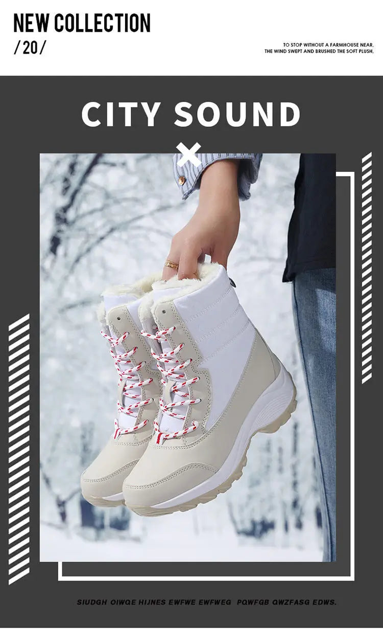 Snow Boots for Women Casual Winter Shoes Platform Non-slip Warm Fur Ankle Boots Plush Combat Outdoor Casual Hiking Warm Shoes