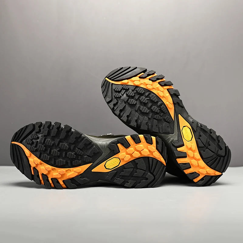 HIKEUP High-Top Men Hiking Boot Winter Outdoor Shoes Lace-Up Non-slip Sports Casual Trekking Boots Man Suede Warm Shoes
