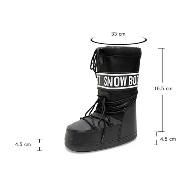 Winter Boots Women Snow Boots Mid-calf Cold-proof Antiskid Thicken Plush Waterproof Thick Platform Space Ski Boots Size 35-43