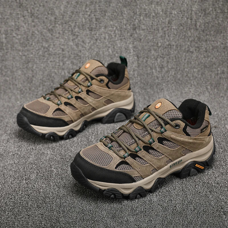 HIKEUP Hiking Shoes Men Designer Climbing Trekking Sneakers for Men Leather Outdoor Sports Work Man Shoes Run Shoes