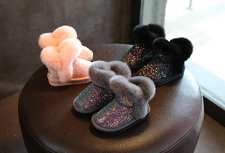 2023 Winter Kids Fashion snow boots thick Child Genuine Leather warm plush soft bottom baby girls boots winter ski boot for baby